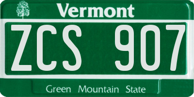 VT license plate ZCS907