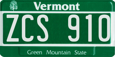 VT license plate ZCS910