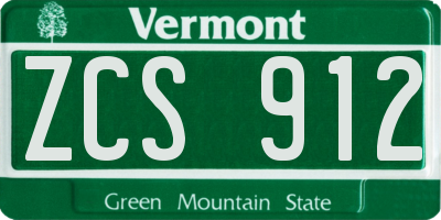 VT license plate ZCS912