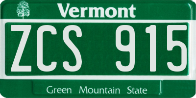 VT license plate ZCS915