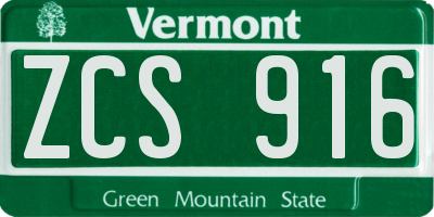 VT license plate ZCS916