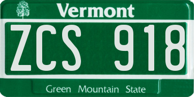 VT license plate ZCS918