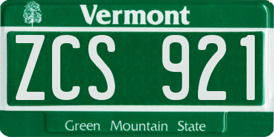 VT license plate ZCS921