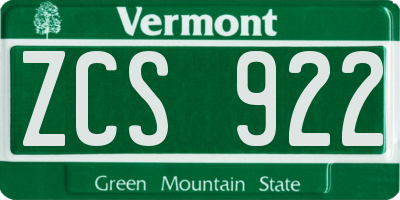 VT license plate ZCS922
