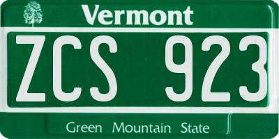 VT license plate ZCS923