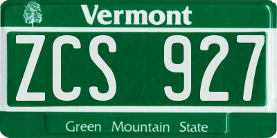 VT license plate ZCS927