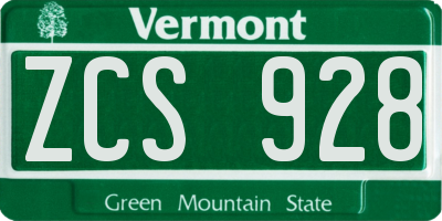 VT license plate ZCS928