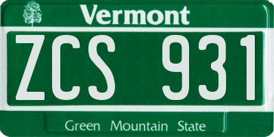 VT license plate ZCS931