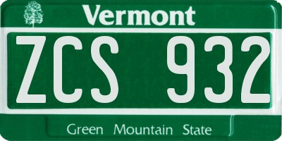 VT license plate ZCS932