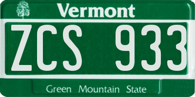 VT license plate ZCS933