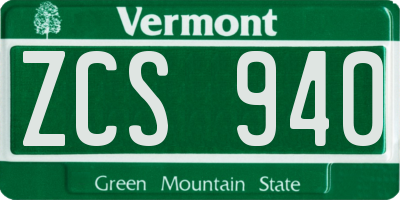 VT license plate ZCS940