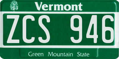 VT license plate ZCS946