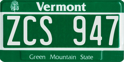VT license plate ZCS947