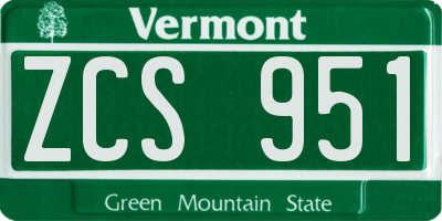 VT license plate ZCS951