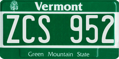 VT license plate ZCS952