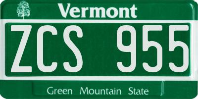 VT license plate ZCS955
