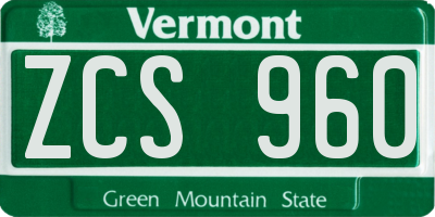 VT license plate ZCS960