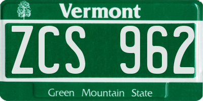 VT license plate ZCS962