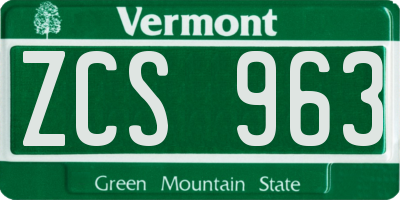 VT license plate ZCS963