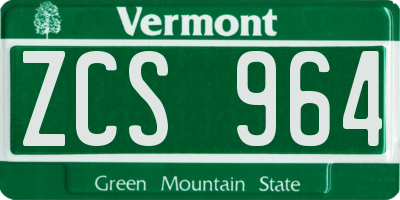 VT license plate ZCS964