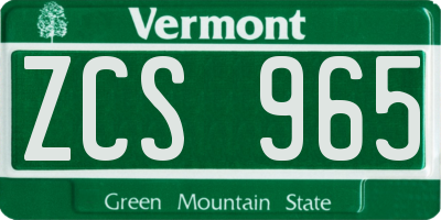 VT license plate ZCS965