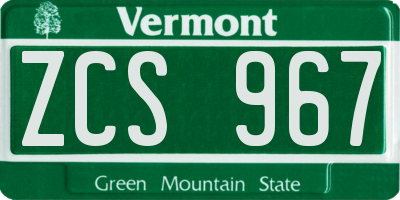 VT license plate ZCS967