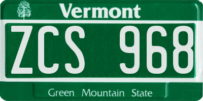 VT license plate ZCS968