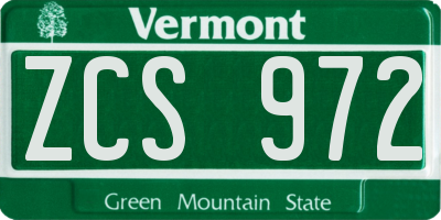VT license plate ZCS972