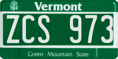 VT license plate ZCS973