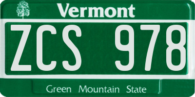 VT license plate ZCS978