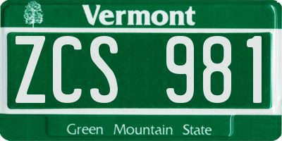 VT license plate ZCS981