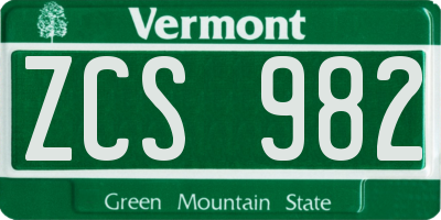 VT license plate ZCS982