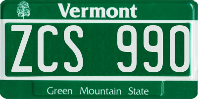 VT license plate ZCS990