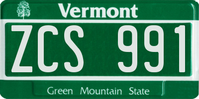 VT license plate ZCS991