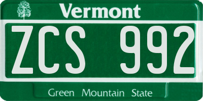VT license plate ZCS992