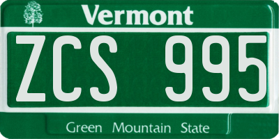 VT license plate ZCS995