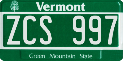 VT license plate ZCS997