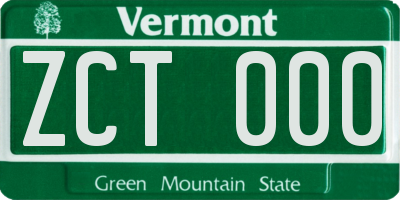 VT license plate ZCT000