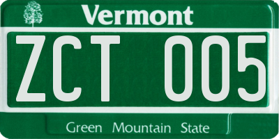 VT license plate ZCT005