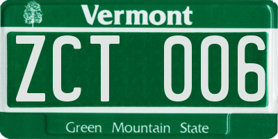 VT license plate ZCT006