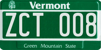 VT license plate ZCT008