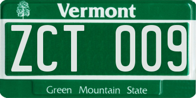 VT license plate ZCT009