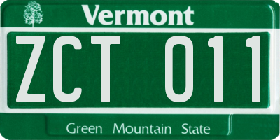 VT license plate ZCT011