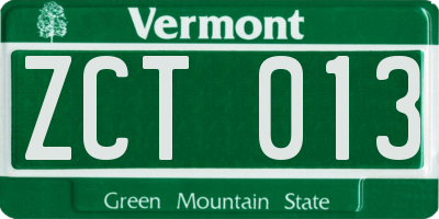 VT license plate ZCT013