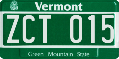 VT license plate ZCT015