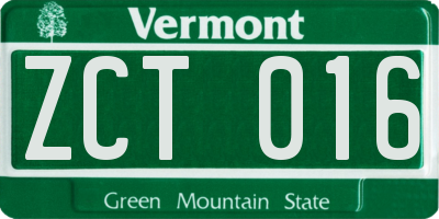 VT license plate ZCT016