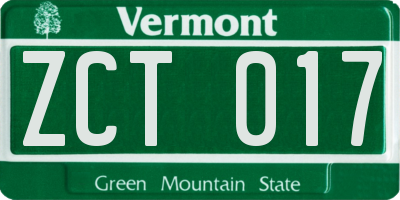 VT license plate ZCT017