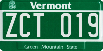 VT license plate ZCT019