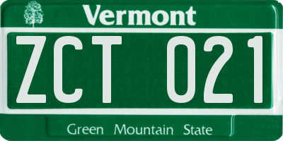 VT license plate ZCT021