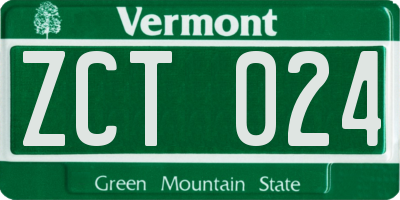 VT license plate ZCT024